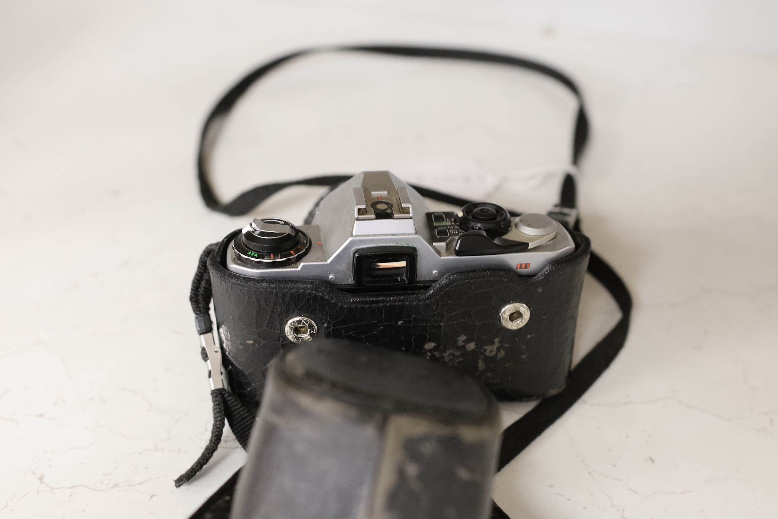 A Pentax ME Super SLR camera